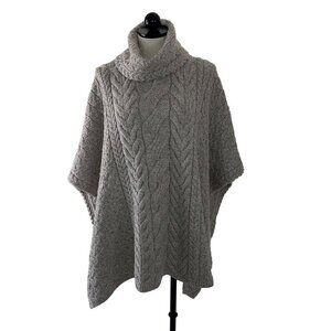 Aran ‎Womens ‎‎‎‎‎‎‎‎Top One Size Beige Co‎wl Neck Poncho Toasted Oat New